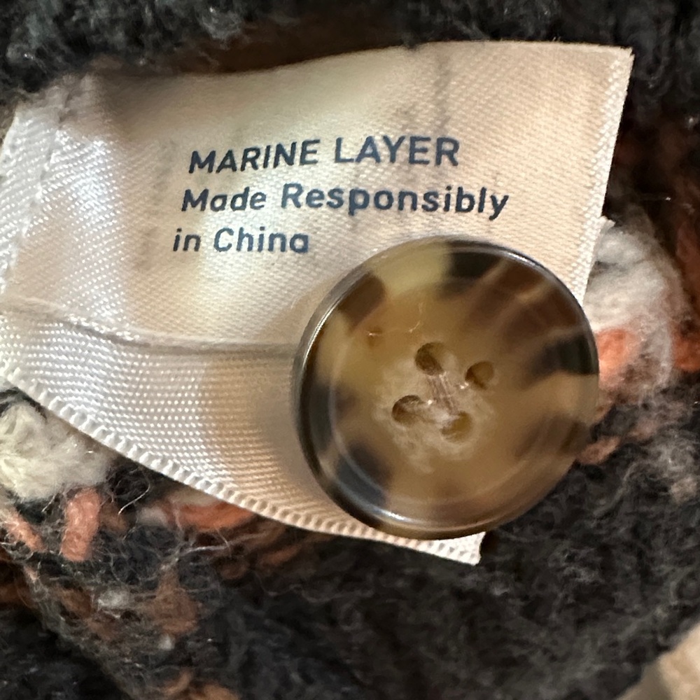 Marine Layer Black and Brown Patterned Cardigan - image 6